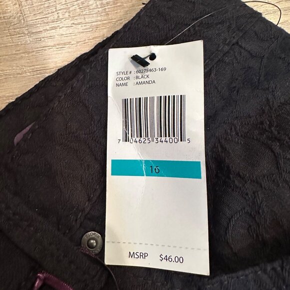 GLORIA VANDERBILT WOMENS NEW LACE BLACK PANTS SIZE 16 AMANDA - Picture 9 of 13